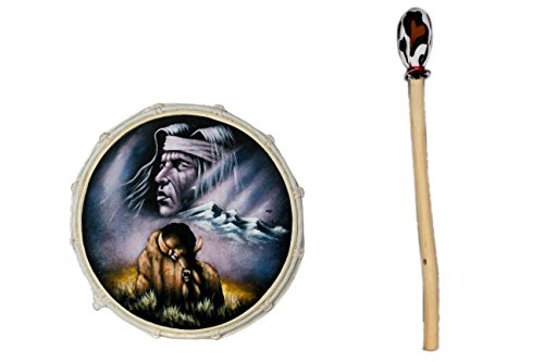 30cm Grosse Schamanentrommel Indianer mit Büffel Rahmentrommel Bodhran Drum