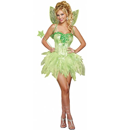 Krause & Sohn Fee Kostüm grüne Elfe Milaileé für Damen Größe S-L Kleid mit Flügel Fasching Karneval (Medium)