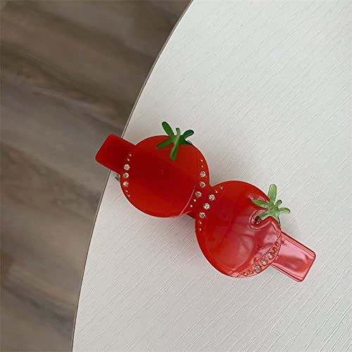 Haarnadel Süße Haarspangen, Kirsche, Erdbeere, Zitrone, Acetat, Haarnadel for Frauen, Obst, Hai, Seitenclip, Kunstharz, Entenschnabel-Clip, Pony-Clips for Mädchen ( Size : Tomato )