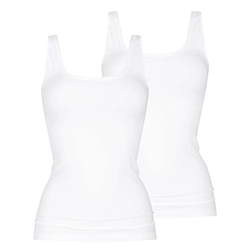 Mey 2er Pack Damen Trägerhemd - Organic - 25816 - Damen Top mit Breiten Trägern - Unterhemd Bio Baumwolle - Farbe Weiß - Größe 38