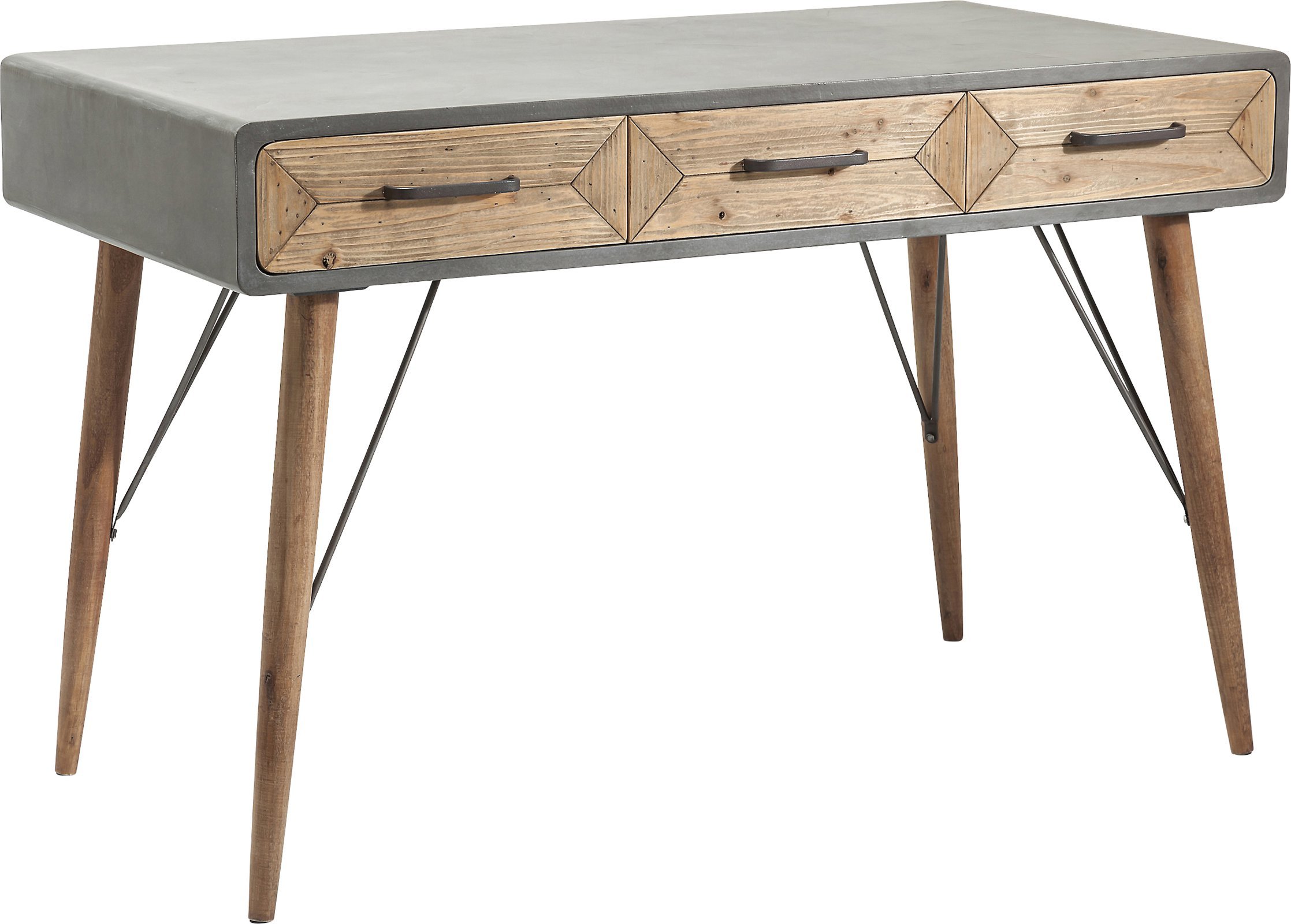 Kare Design Schreibtisch X Factory, 3 Schubladen, Industrial Style, Home Office Tisch, Bürotisch, Arbeitstisch,braun/grau, 120x60cm