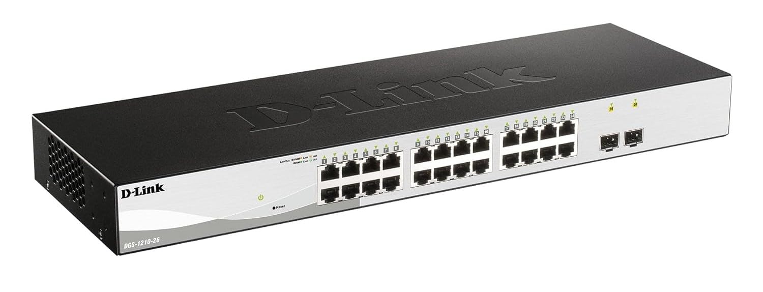 D-Link DGS-1210-26 gemanaged L2 Gigabit Ethernet (10/100/1000) 1U Netzwerk-Switch Schwarz/Grau