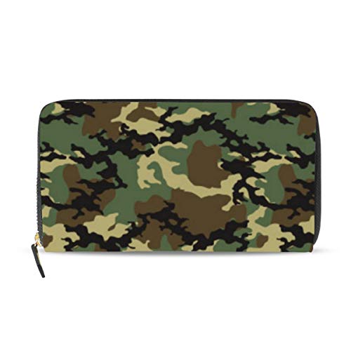 Rootti Damen Portemonnaie mit Reißverschluss, Camouflage, lang, PU-Leder, für Mädchen