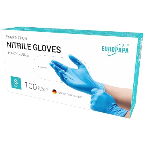 EUROPAPA® 1000x Nitrilhandschuhe Einweghandschuhe puderfrei Untersuchungshandschuhe EN455 EN374 latexfrei Einmalhandschuhe Handschuhe in Gr. S, M, L & XL verfügbar (Blau, S)