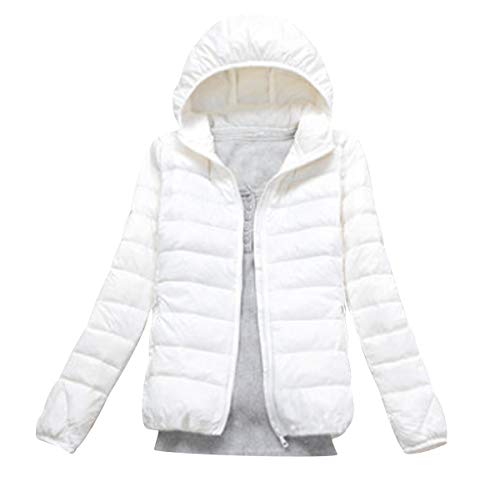 Leichte Daunenjacke Mit Kapuze Damen Steppjacke Daunenmantel Damen Winter Daunen Winterjacke Damen Leicht Ultraleichte Dünne Steppjacken Frauen Federleichte Softdaunenjacke Übergangsjacke Weiß XXL