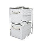 ARPAN Aufbewahrungsschrank mit 2 Schubladen, ideal für Zuhause/Büro/Schlafzimmer, 18 x 25 x 33 cm, Weiß