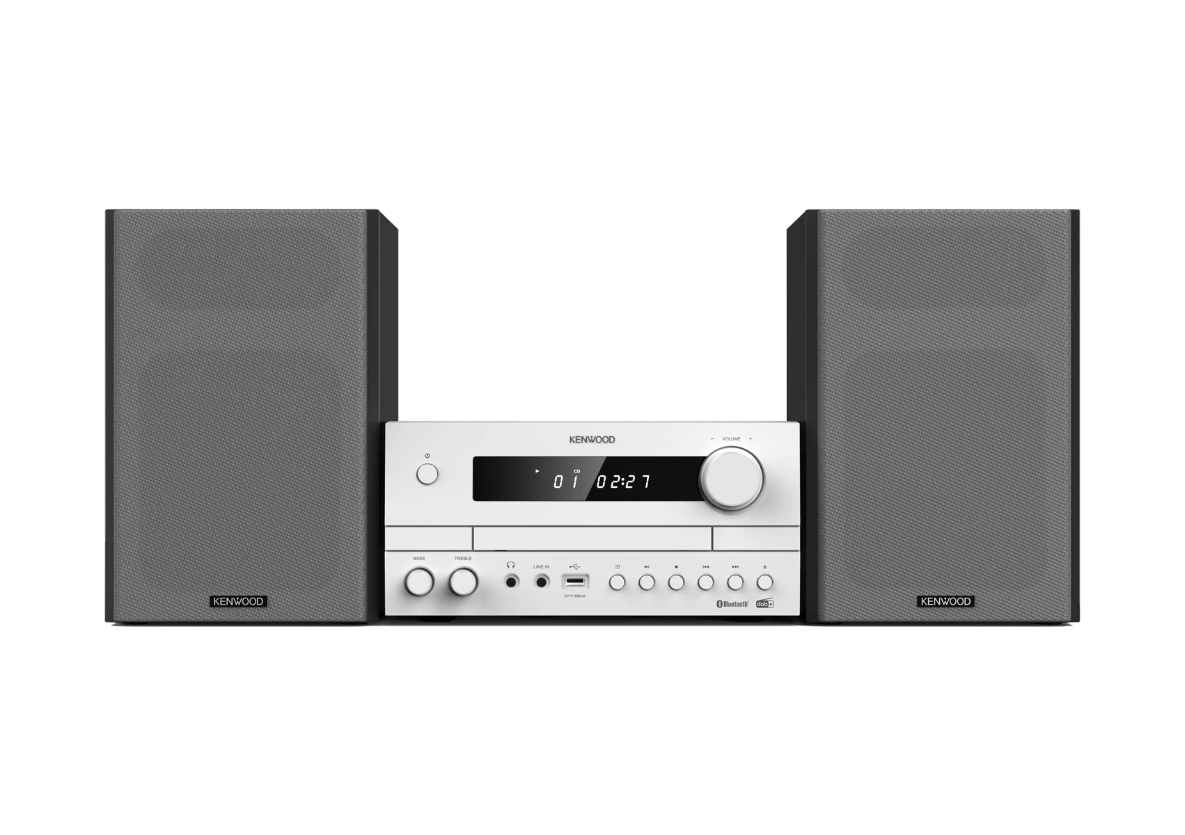 Kenwood M-822DAB - Micro HiFi-System mit 2 x 50 Watt RMS, CD, USB, DAB+ & Bluetooth Audio-Streaming, Weiß