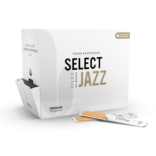 D'Addario Organic Select Jazz Blätter für Tenorsaxophon, Stärke 2 hart, 25 Stück