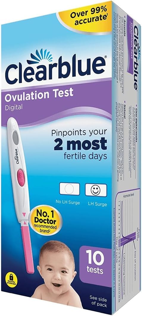 Digitales Ovulationstestkit (OPK) - Clearblue , Hilft Ihnen nachweislich dabei, schwanger zu werden, 1 digitaler Halter und 10 Ovulationstests, Verpackung kann variieren