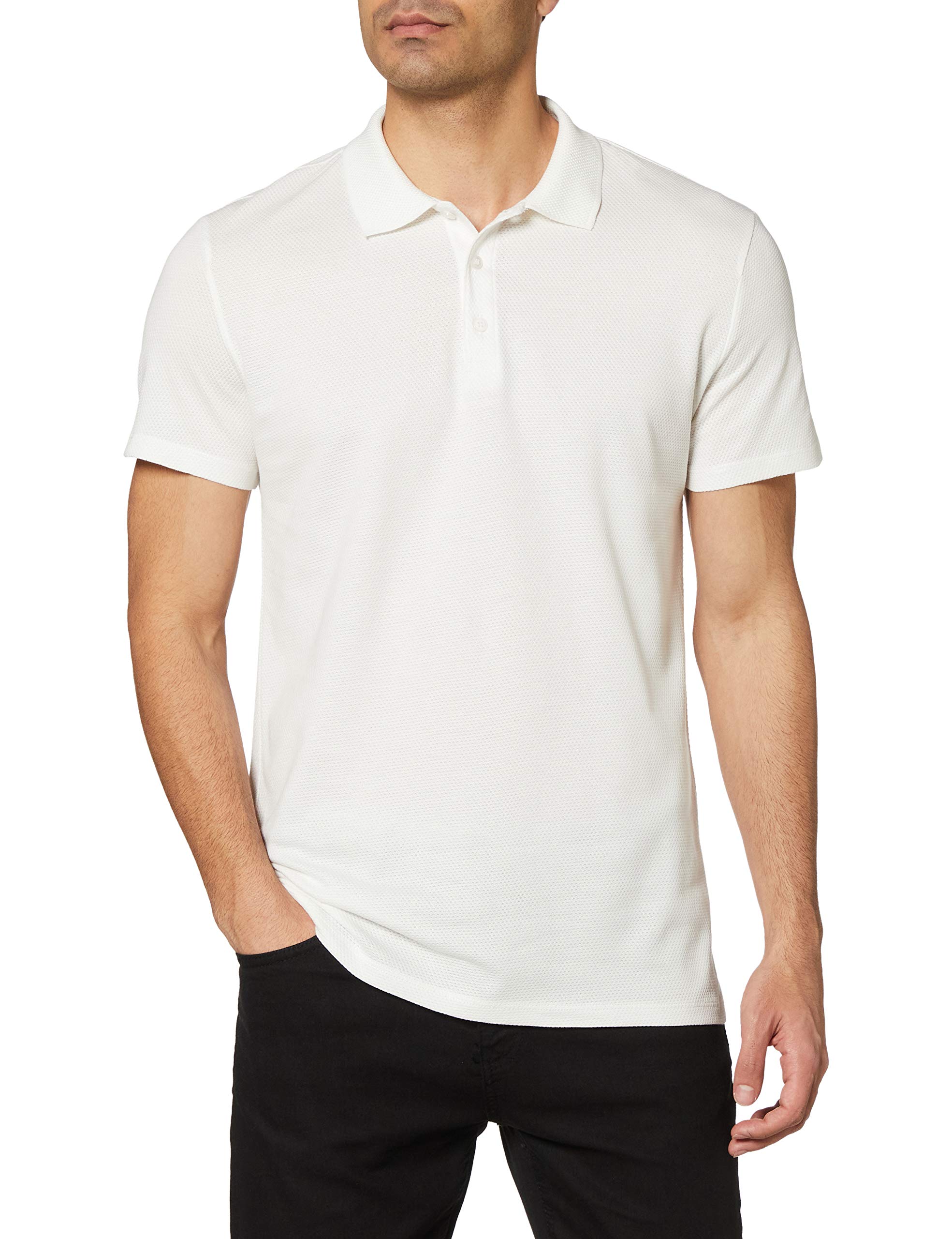 DeFacto Herren M6609AZ Polo Shirt, White, XS