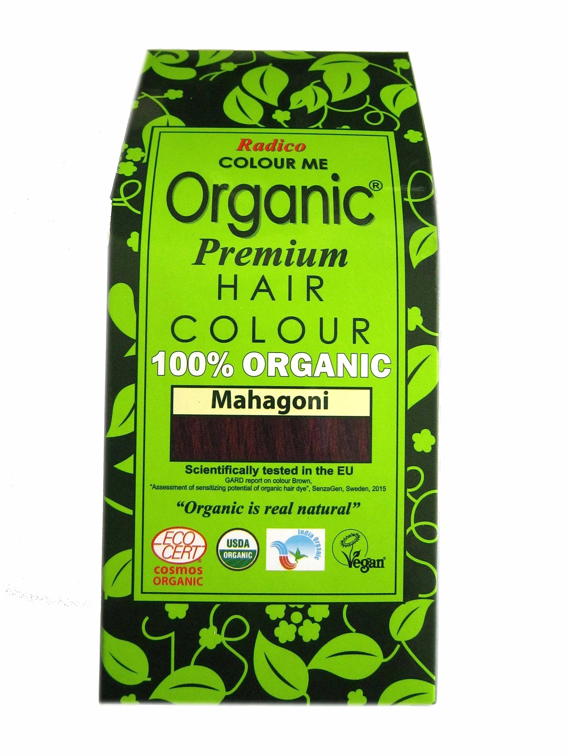 Radico Colour Me | Organic Pflanzenhaarfarbe | Mahagoni | Aus ayurvedischen Kräutern | Frei von Amoniak & Wasserstoffperoxid | Auch für graues Haar | 4 x 100 g