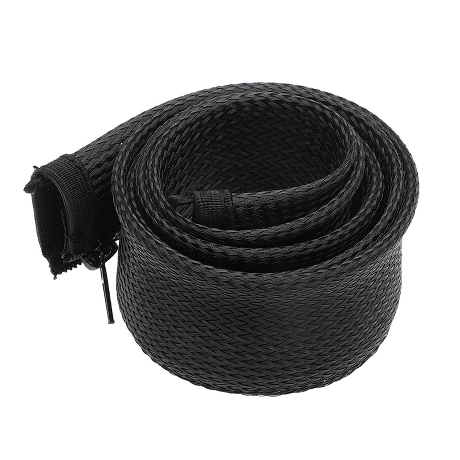 DLRSET Kabelschlauch, 1M Zipper Kabeltülle Flexible Nylon Draht-Kabel-Management-Organisator, Draht-Schnur Hider Schutz Schwarz/weiß/grau (Color : Black, Inside Diameter : 35 mm)