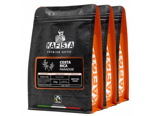 Kafista Premium Kaffee - Kaffeebohnen für Kaffeevollautomat und Espressomaschine aus Italien - Fairtrade - Spitzenkaffee - Barista Qualität (Costa Rica paradise, 3x250g)