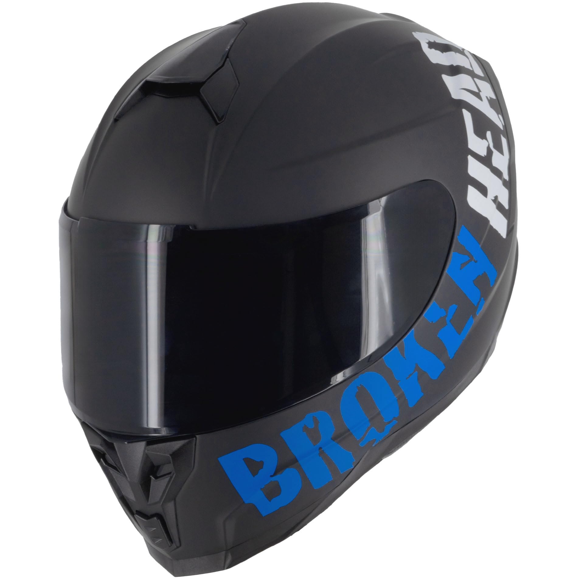 Broken Head BeProud Sport Blau Ltd. - Motorradhelm Mit 2 Visieren (Schwarz + Klar) Integralhelm Mattschwarz - Größe XXL (63-64 cm)