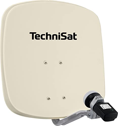 TechniSat DIGIDISH 45 – Satelliten-Schüssel für 1 Teilnehmer (45 cm kleine Sat Anlage - Komplettset mit Wandhalterung, Satfinder V/H-LNB und An-Rohr-Fitting) beige
