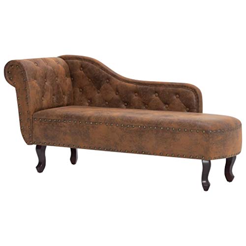 Tidyard Sofa Couch Stuhl Chaiselongue Longue Softsofa Wohnzimmer,Gesamtmaße: 162 x 56 x 77 cm (B x T x H) Wildleder-Optik