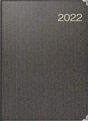 rido/idé 7027503902 Tageskalender/Buchkalender 2022 Modell Conform, Kunststoff-Einband Visicron metallic, schwarz