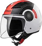 LS2 Helm Motorrad of562 Airflow, Condor, noir blanc rouge, Schwarz white red, L
