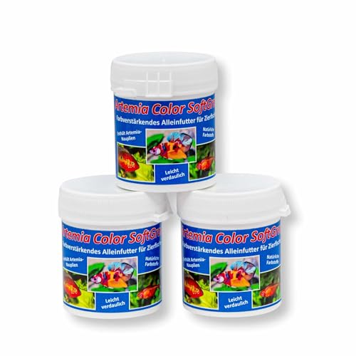 AQ4Aquaristik Artemia Color SoftGran, farbverstärkendes Alleinfutter für Zierfische, Soft Granulat, Farbfutter, Fischfutter, 3x40g