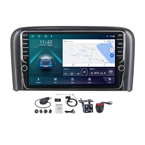 VOLEMI Android 11 Autoradio mit Navigation für Volvo S80 1 1998-2006, 9 Zoll Touchscreen mit Blende Unterstützt Bluetooth Carplay Android Auto FM RDS Lenkradsteuerung/Split Screen (Size : K400S)