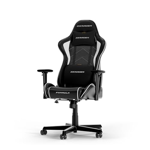 DXRacer Formula Series F08-NW Gaming Stuhl aus Kunstleder, Schwarz-Weiß