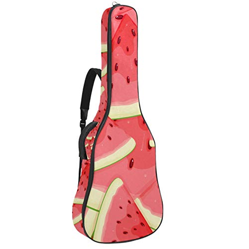 Gitarren-Gigbag, wasserdicht, Reißverschluss, weich, für Bassgitarre, Akustik- und klassische Folk-Gitarre, rotes Wassermelonen-Muster