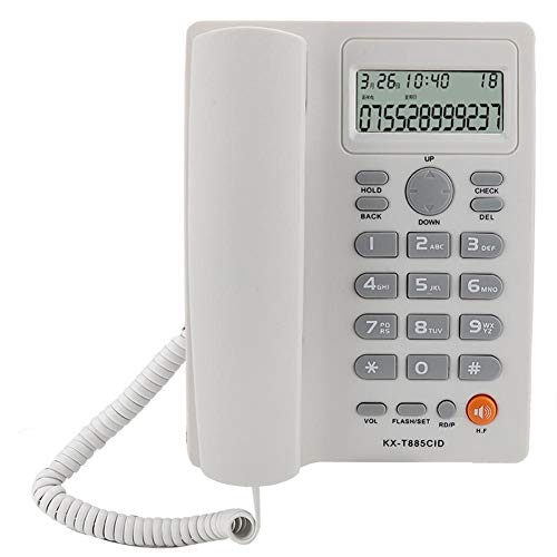 Schnurgebundenes Telefon, KX-T885 Anrufer-ID-Anzeige Freisprechen Festnetztelefon für das Home Office Hotel(Weiß)