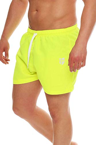 Gennadi Hoppe Herren Badeshorts kurz Badehose Strand Shorts Boardshorts, H6520 n-gelb L
