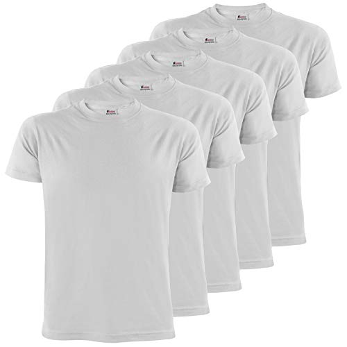 ALPIDEX Herren T-Shirts Weiß mit Rundhalsausschnitt einfarbig im 5er Set Größe S M L XL XXL 3XL 4XL - Cloud, Größe XXL