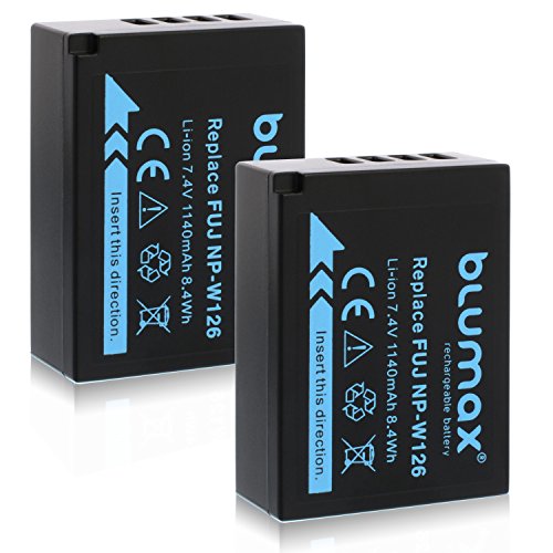 Blumax 2X Ersatz für Akku Fujifilm NP-W126s NP-W126 (echte 1140mAh) FinePix HS50EXR HS30EXR HS33EX X100F X-A5 X-A10 X-E3 X-ES2 X-H1 X-M1 X-Pro1 X-Pro2 X-T2 X-T3 X-T10 X-T20 X-T30 X-T100