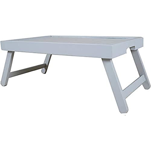 Penguin Home Startseite 3419 Bett Tablett Tisch mit Beinen aus massivem Hartholz-Handlich Faltbare Design-Klassiker Frühstück Tablett-B54 x T35 x H23 cm, Holz, Grau