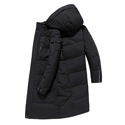 EDMKO Herren Winter Warm Daunenmantel Männer Verpackt Daunenpuffer Lange Mantel mit Kapuze vielen Farben Größen komprimierbar,Schwarz,5XL