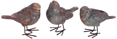 London Ornaments L02420040 Dekofiguren Vögel, Bronzefarben, 3 Stück