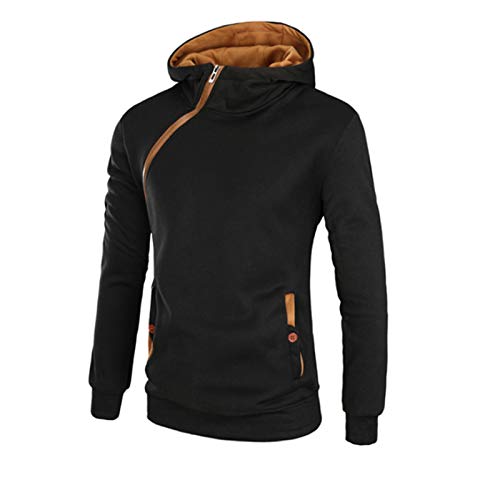 Herren Hoodies Pullover Full Zip Hooded Sweatshirt Sport Running Top Casual Langarm Hoodie mit Tasche Schwarz Gelb M