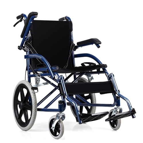 Faltbarer, leichter Rollstuhl für Behinderte, zusammenklappbarer, komfortabler Rollstuhl für Erwachsene, selbstfahrende Rollstühle,Blue
