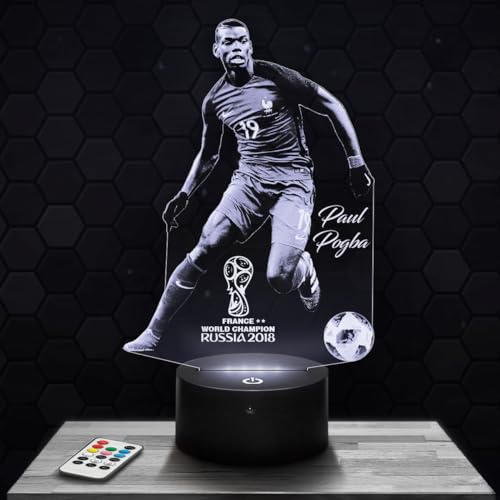 Nachttischlampe, Touch-Nachtlicht Paul Pogba Joueur de foot Sport 3D-LED-Lampe Illusion, Geschenkidee Weihnachten Geburtstag Junge und Mädchen Nachttischlampe Kinder- oder Erwachsenenzimmer