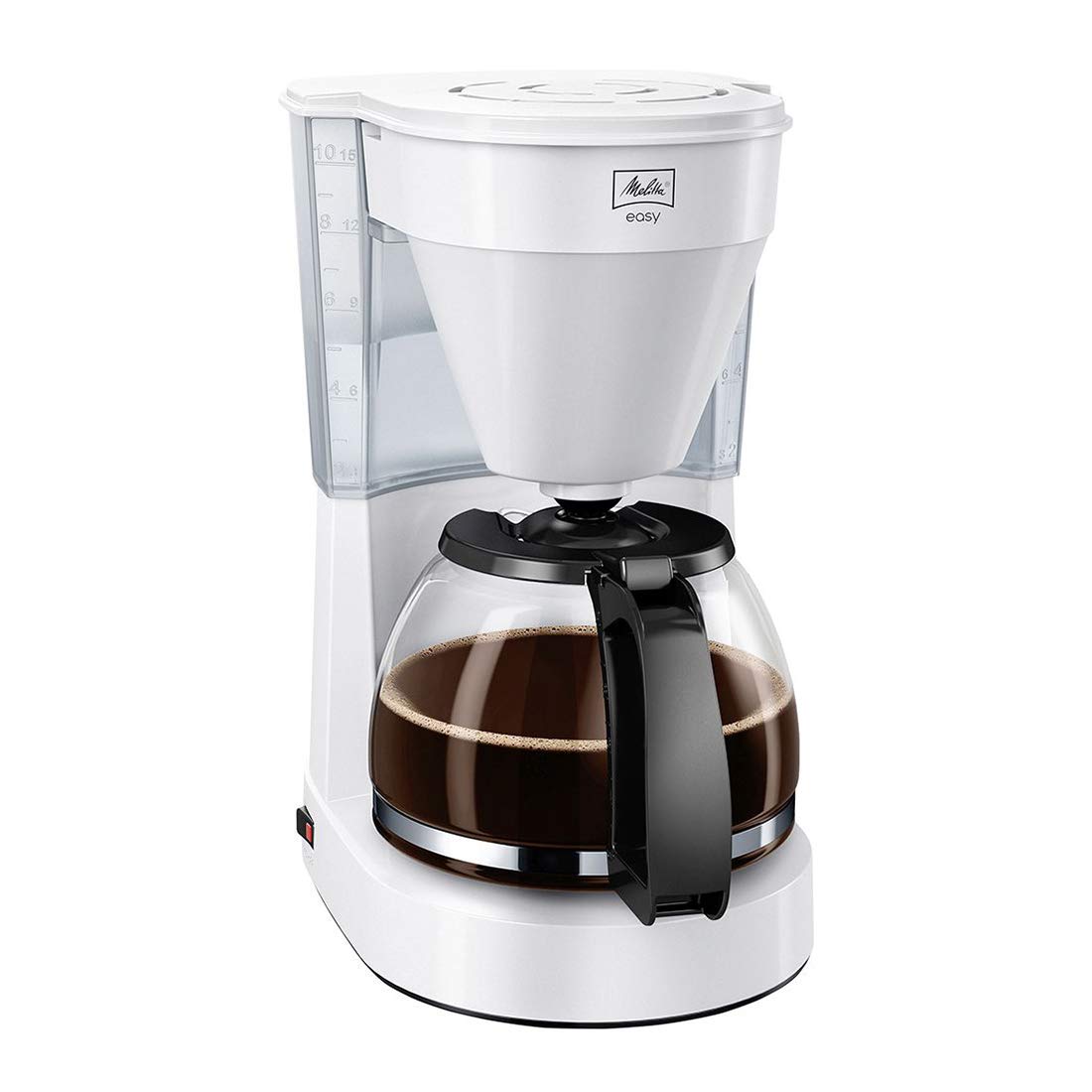Melitta Easy - Filterkaffeemaschine - mit Glaskanne - Tropfstopp - 10 Tassen - Weiß (1023-01)