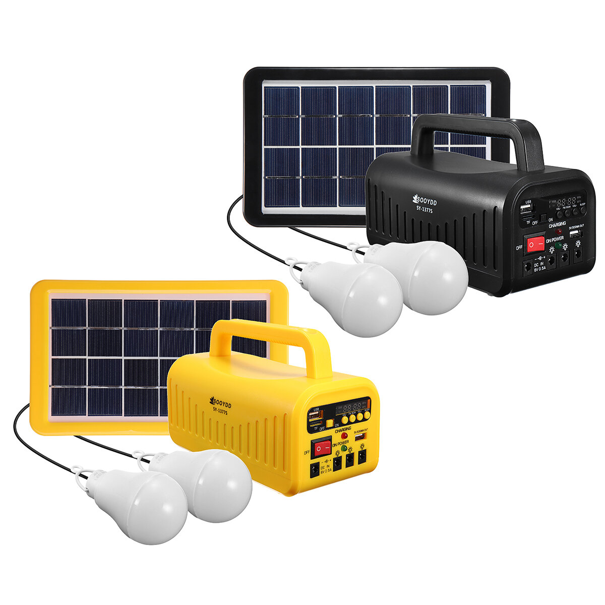 DC 6V 3W Solarbetriebenes System Solarpanel wiederaufladbar Batterie LED Taschenlampe Campingzelt Licht