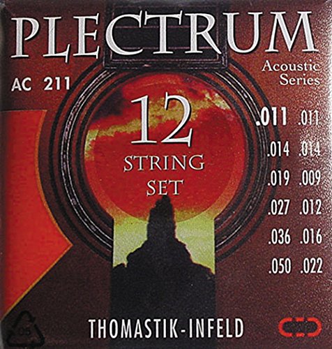 Thomastik 669387 Saiten für Akustikgitarre Plectrum Acoustic Series, Satz AC211 Light 12-string nickelfrei