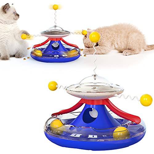 NW Happy Wheel Katzenspielzeug Futterspender Spielzeug Plattenspieler Spielzeug lindern Angstzustände verbessern Intelligenz Haustier Spielzeug Haustier Produkt Pet Supplies Mehrere interaktive Katzenstäbe (American Blue)