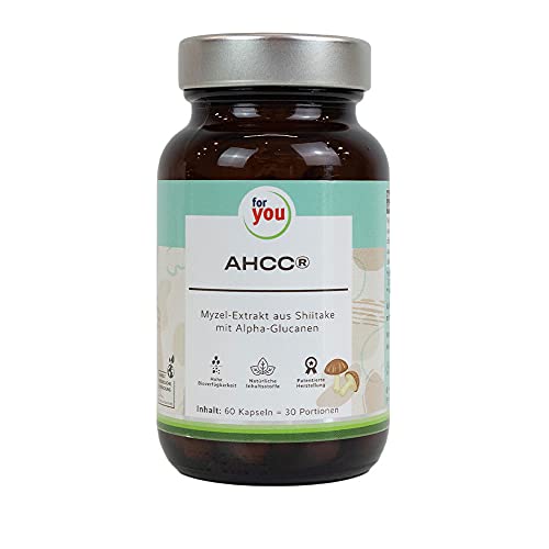 for you AHCC | Kapseln mit Extrakt aus Shiitake mit Alpha-Glucanen. Original AHCC, hohe Bioverfügbarkeit, patentiertes Fermentationsverfahren