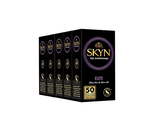 SKYN Elite Kondome (50 Stück) Skynfeel Latexfreie Kondome für Männer, Gefühlsecht Hauchzart, Extra Dünn & Extra Weiche Kondome Box, Sensitiv, Kondome 53mm Breite