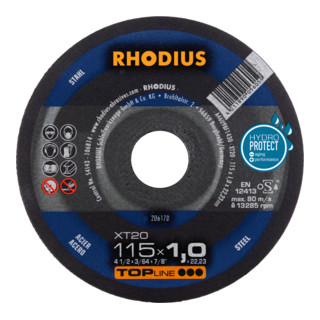 RHODIUS TOPline XT20 Extradünne Trennscheibe 115 x 1,0 x 22,23 mm