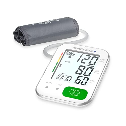 medisana BU 570 connect Oberarm-Blutdruckmessgerät, präzise Blutdruck und Pulsmessung mit Speicherfunktion und Bluetooth-App, Ampel-Skala, Funktion zur Anzeige eines unregelmäßigen Herzschlags