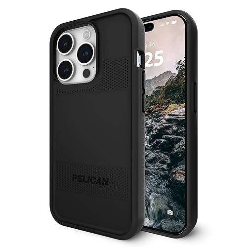 Pelican Protector Series - iPhone 15 Pro Hülle 6,1 Zoll [Kompatibel mit MagSafe] Magnetische Handyhülle mit Anti-Scratch Tech [16 Fuß MIL-Grade Fallschutz] Schutzhülle für iPhone 15 Pro - Schwarz