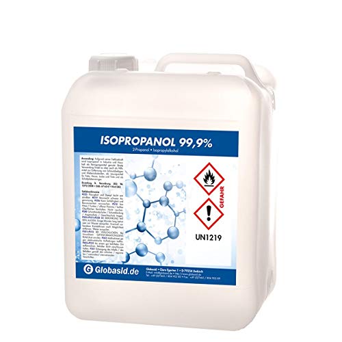 Isopropanol 99,9% 5 Liter Isopropylalkohol 2-Propanol Reinigungsmittel für Haushalt und Industrie Lösungsmittel und Fettlöser Lack- und Farb-Entferner Nagellack-Entferner Oberflächen-Reiniger