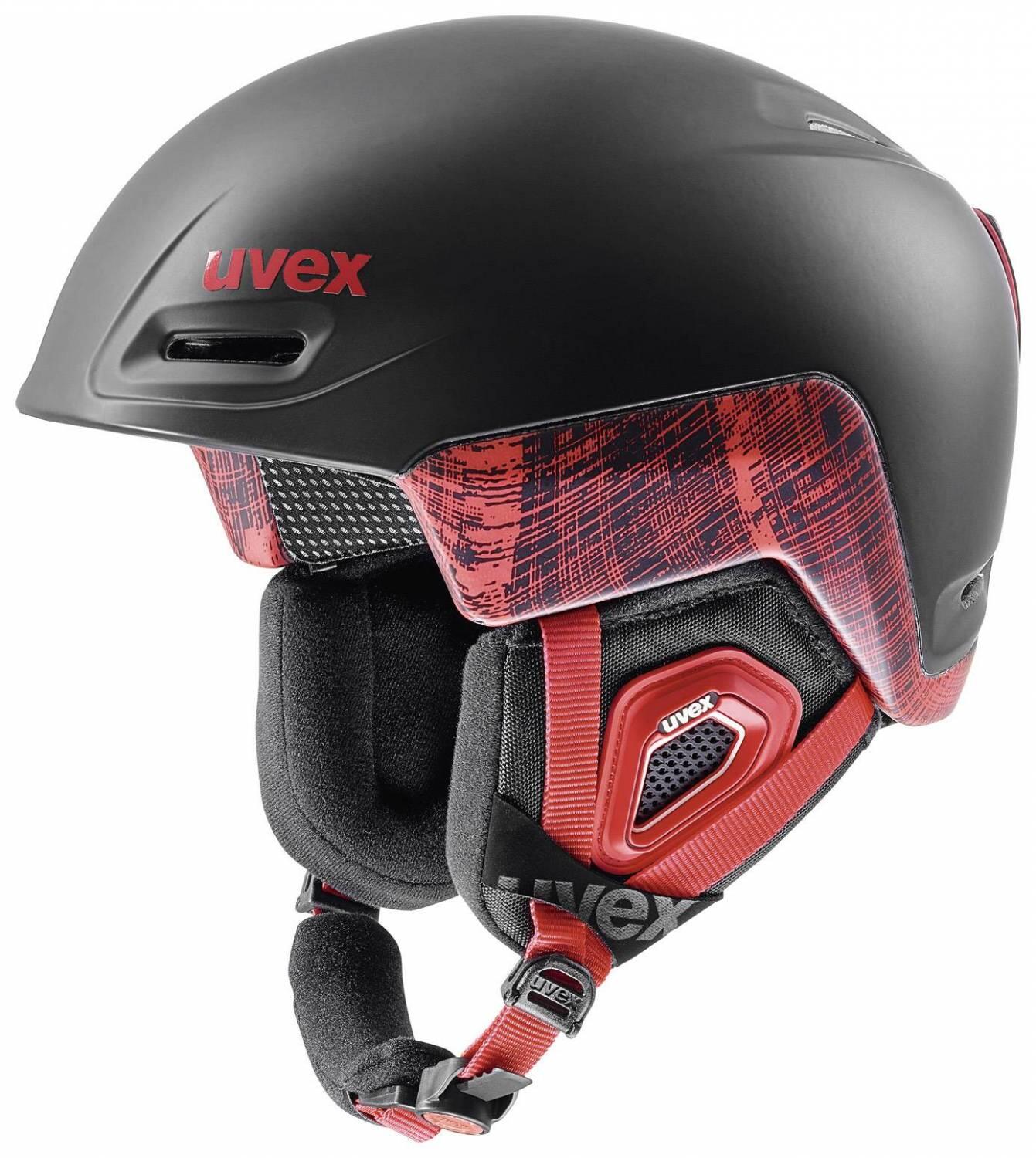 Uvex Erwachsene jimm octo+ Skihelm, Black-Red Mat, 52-55 cm