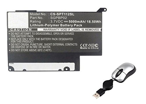 amsahr SGPT111CN-05 Ersatz Batterie für Sony SGPT112CN, Tablet S1, S2 - Includes Mini Optical Mouse Schwarz