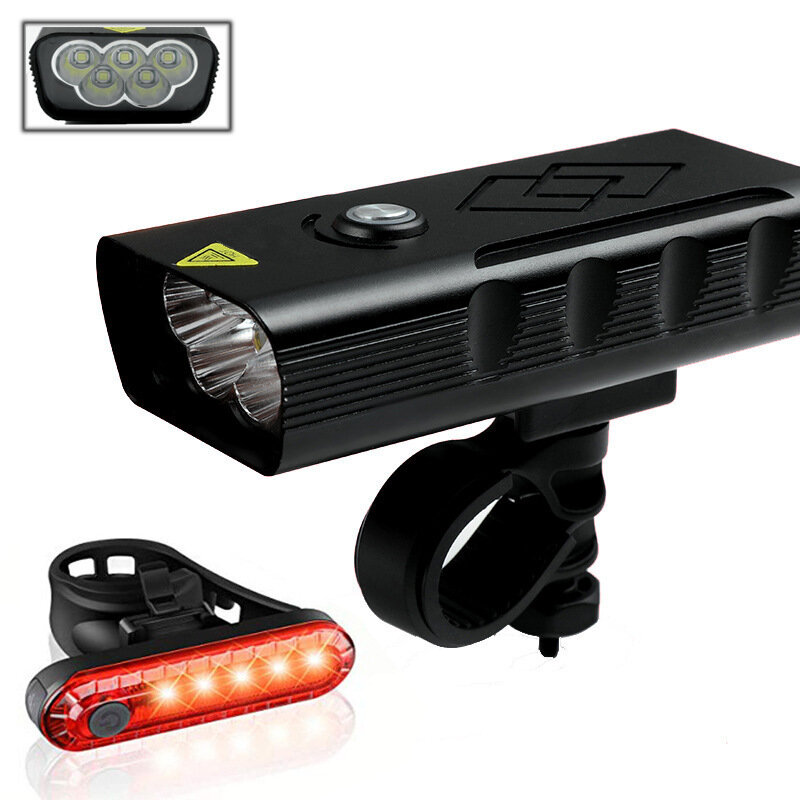 LED Ultrahelles Fahrradlicht & Rücklicht Set, MTB Fahrrad Scheinwerfer Perle Taschenlampe Nachtreiten Außenbeleuchtung D