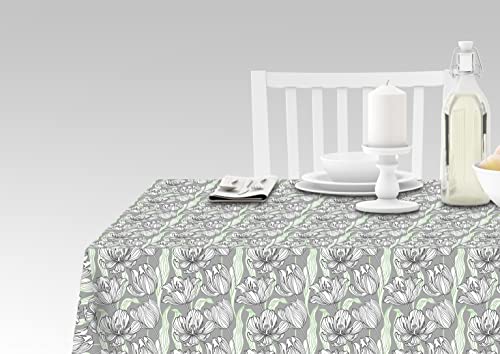 Doge Milano Tischdecke mit Digitaldruck, 100% Made in Italy Rutschfeste Tischdecke für Esszimmer, waschbar und schmutzabweisend, Modell Blumen - Richardine, cm 140x140